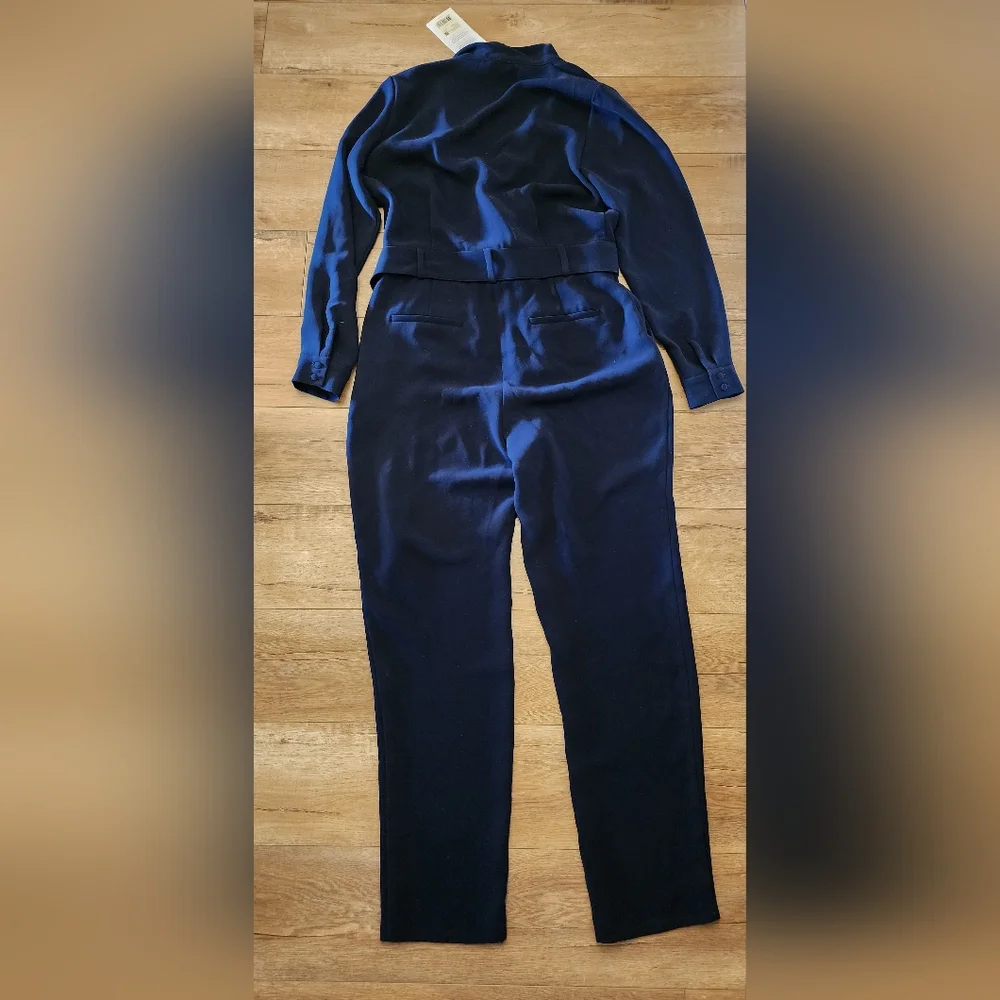 NWT Sezane Heaven Marine Jumpsuit Wrap Front Belted US 10 UK 14 Lightweight - Picture 13 of 14
